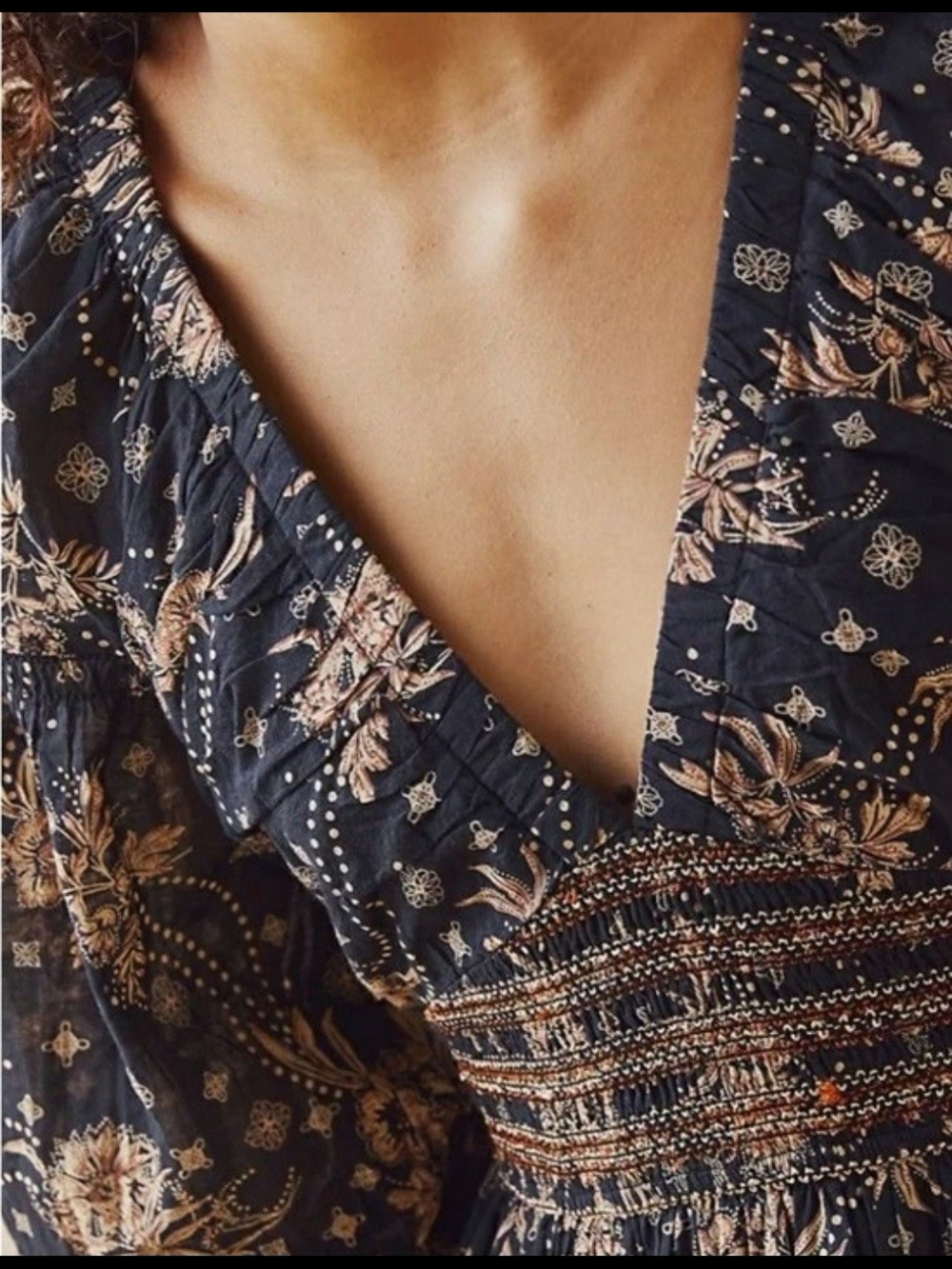 Free People - Golden Hour Floral Maxi Dress - Black & Gold - Picture 2 of 6
